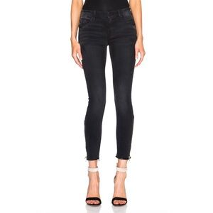 Mother Jeans Looker Zip Fray Wait Until Dark Size 27 Black